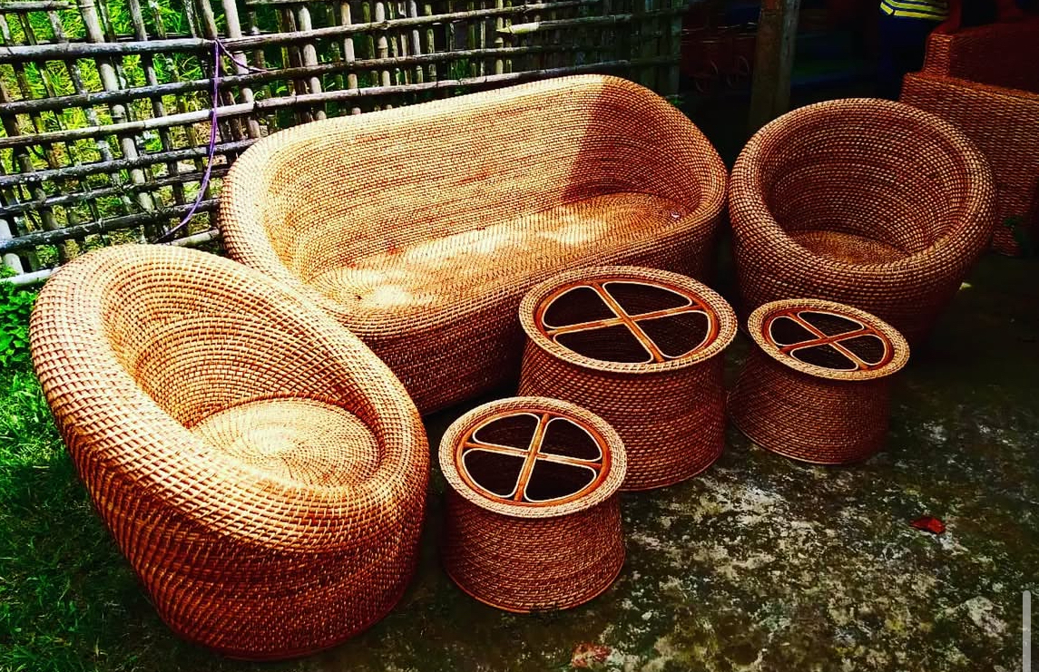 Cane Sofa set with centre table